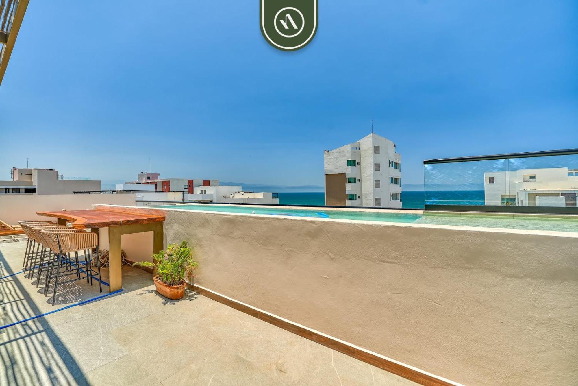 Oceanview 1 Bedroom Condo - Private Jacuzzi - Rooftop Bucerias Exterior photo