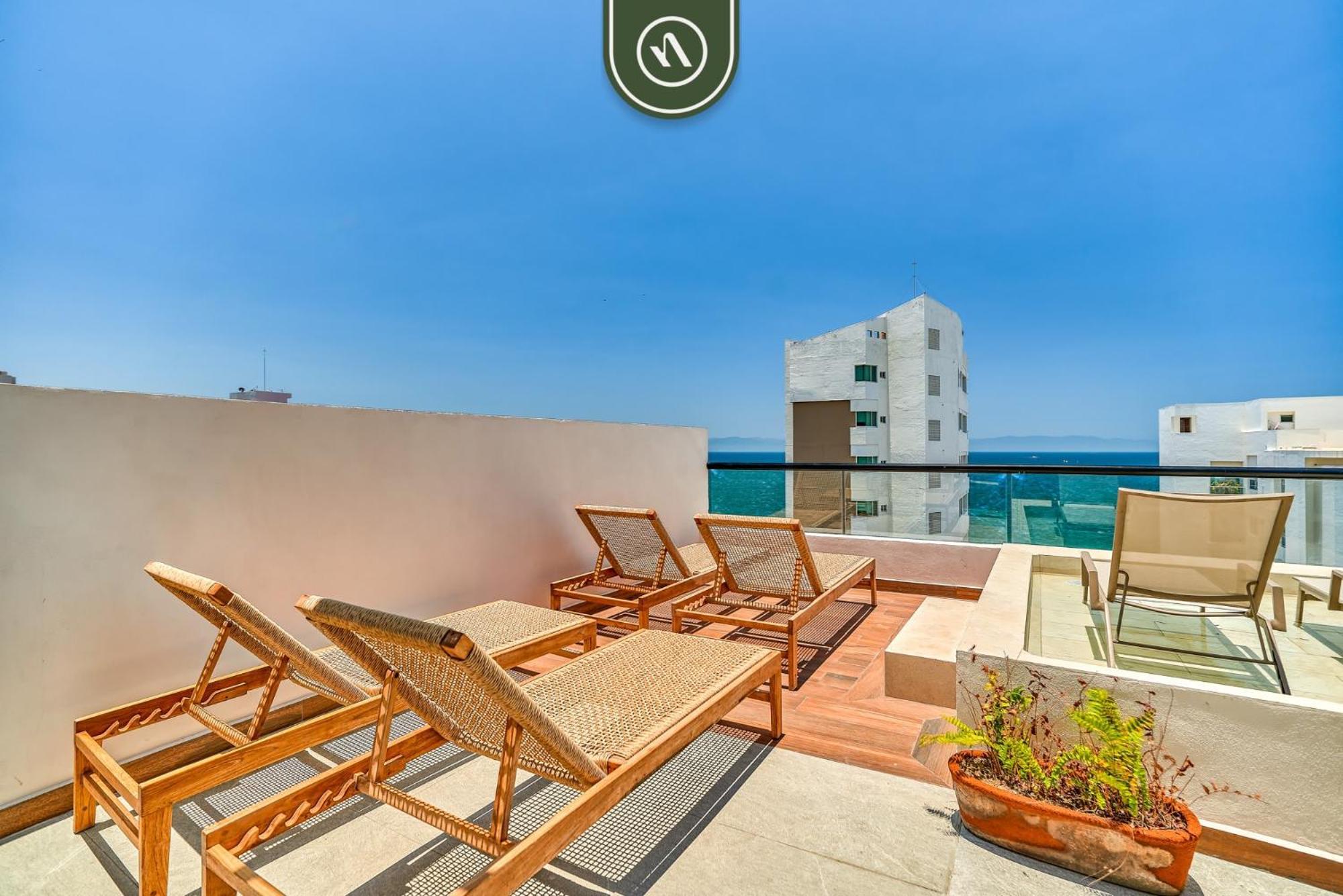 Oceanview 1 Bedroom Condo - Private Jacuzzi - Rooftop Bucerias Exterior photo