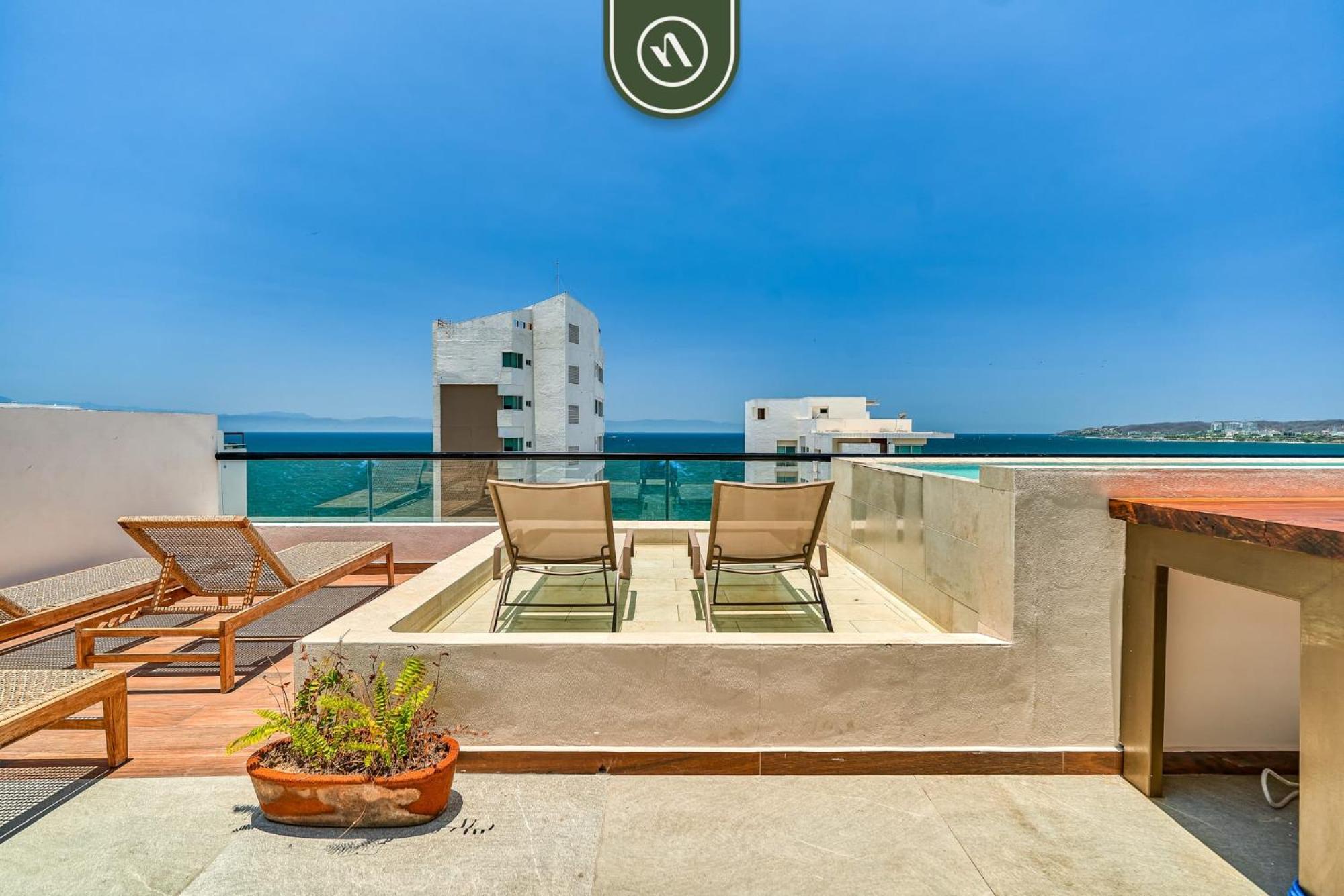 Oceanview 1 Bedroom Condo - Private Jacuzzi - Rooftop Bucerias Exterior photo