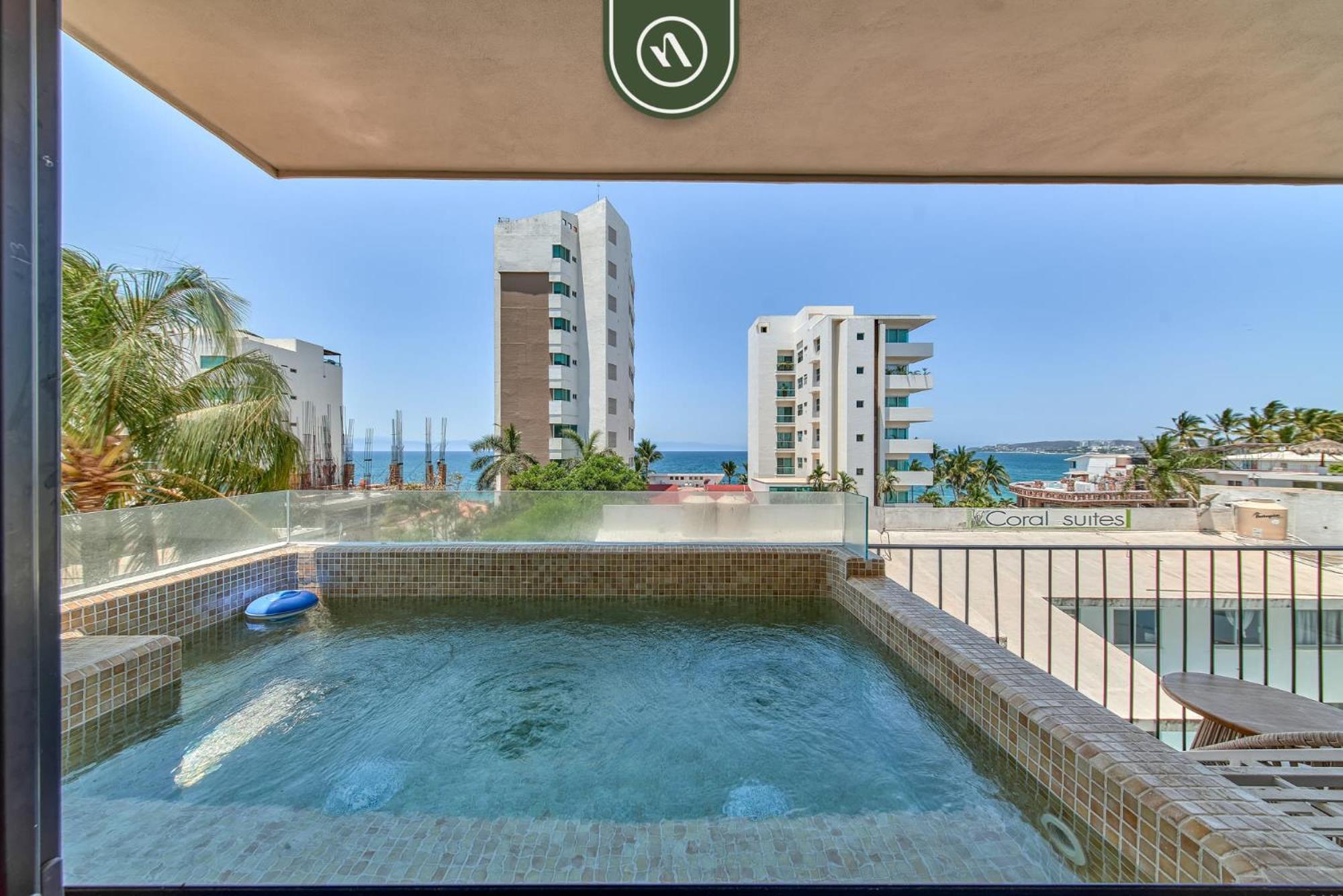 Oceanview 1 Bedroom Condo - Private Jacuzzi - Rooftop Bucerias Exterior photo