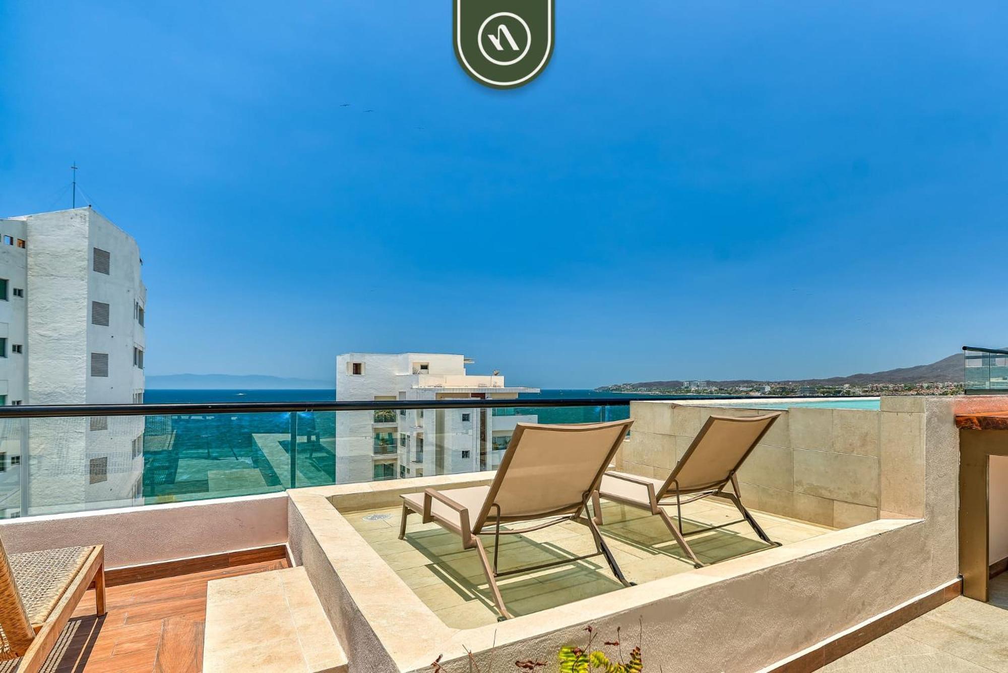 Oceanview 1 Bedroom Condo - Private Jacuzzi - Rooftop Bucerias Exterior photo