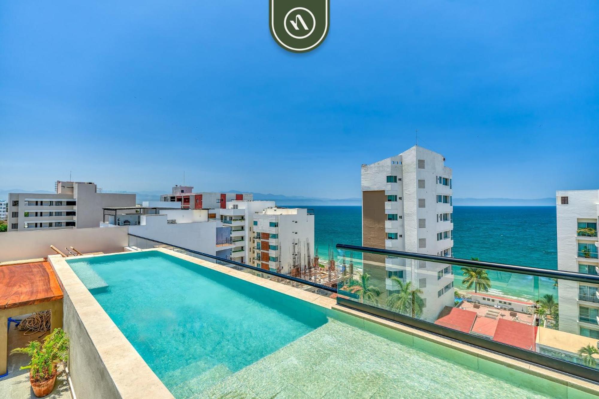 Oceanview 1 Bedroom Condo - Private Jacuzzi - Rooftop Bucerias Exterior photo